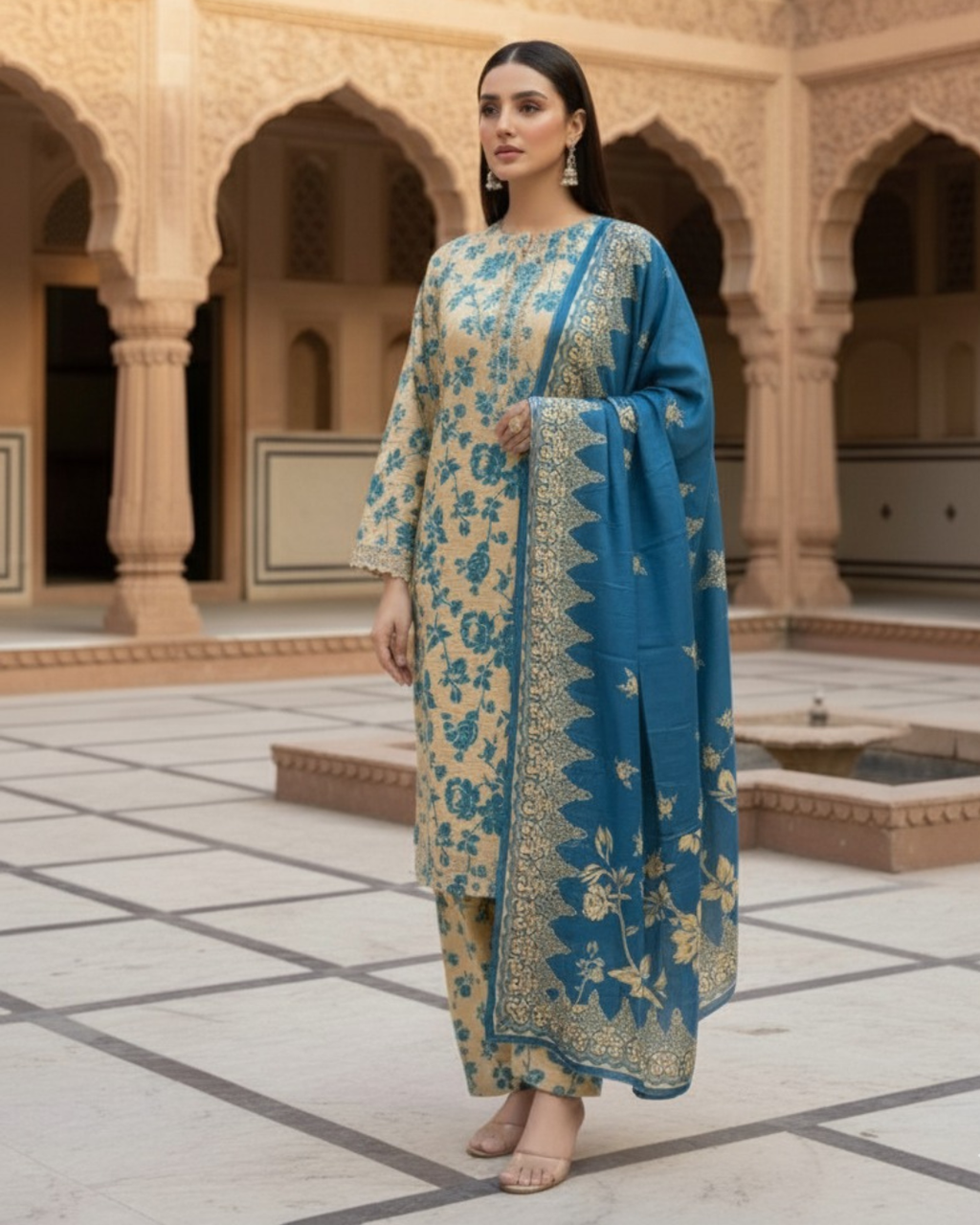 3 Pieces - Marooj Unstitched Skin BanaDora Linen Suit