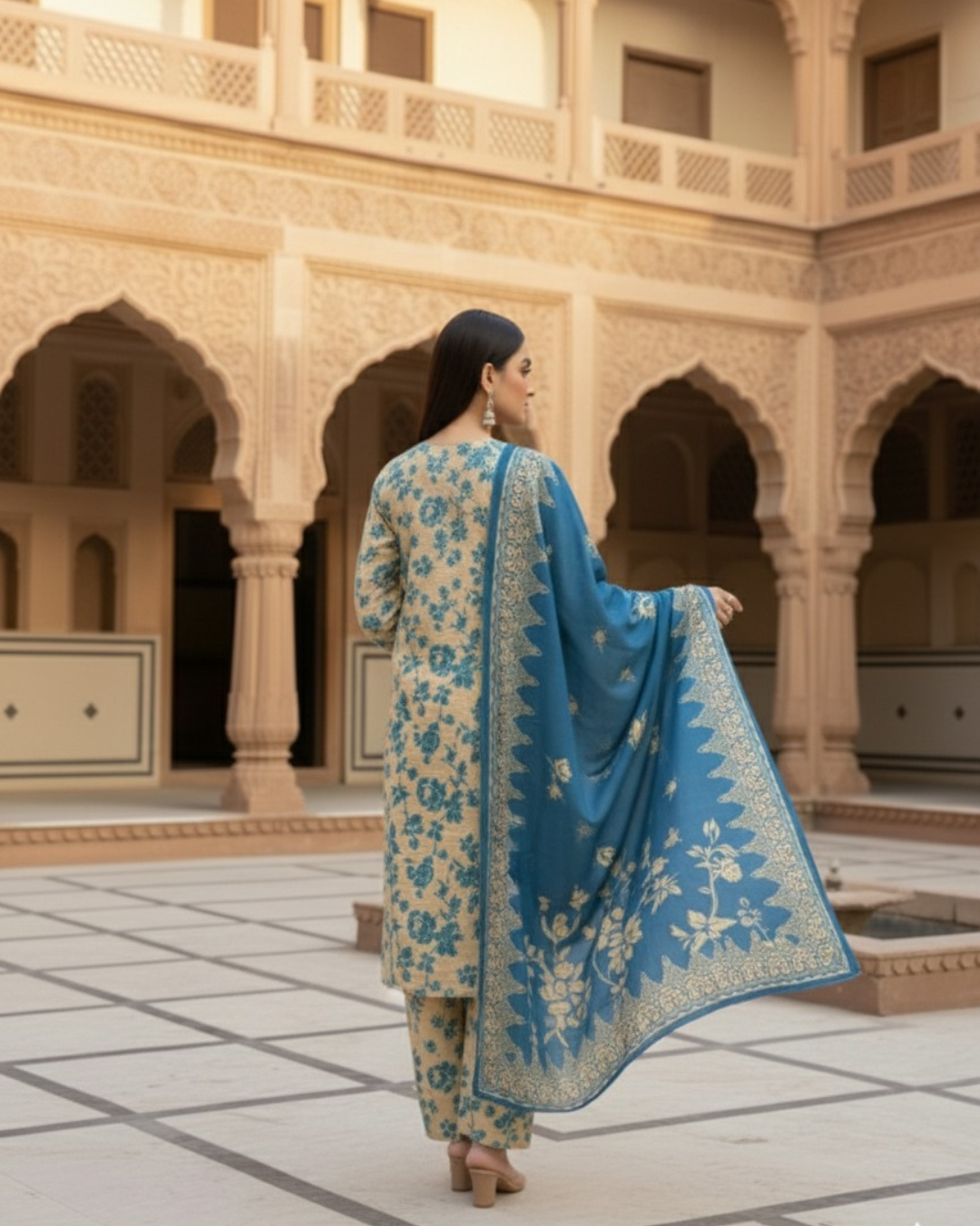 3 Pieces - Marooj Unstitched Skin BanaDora Linen Suit