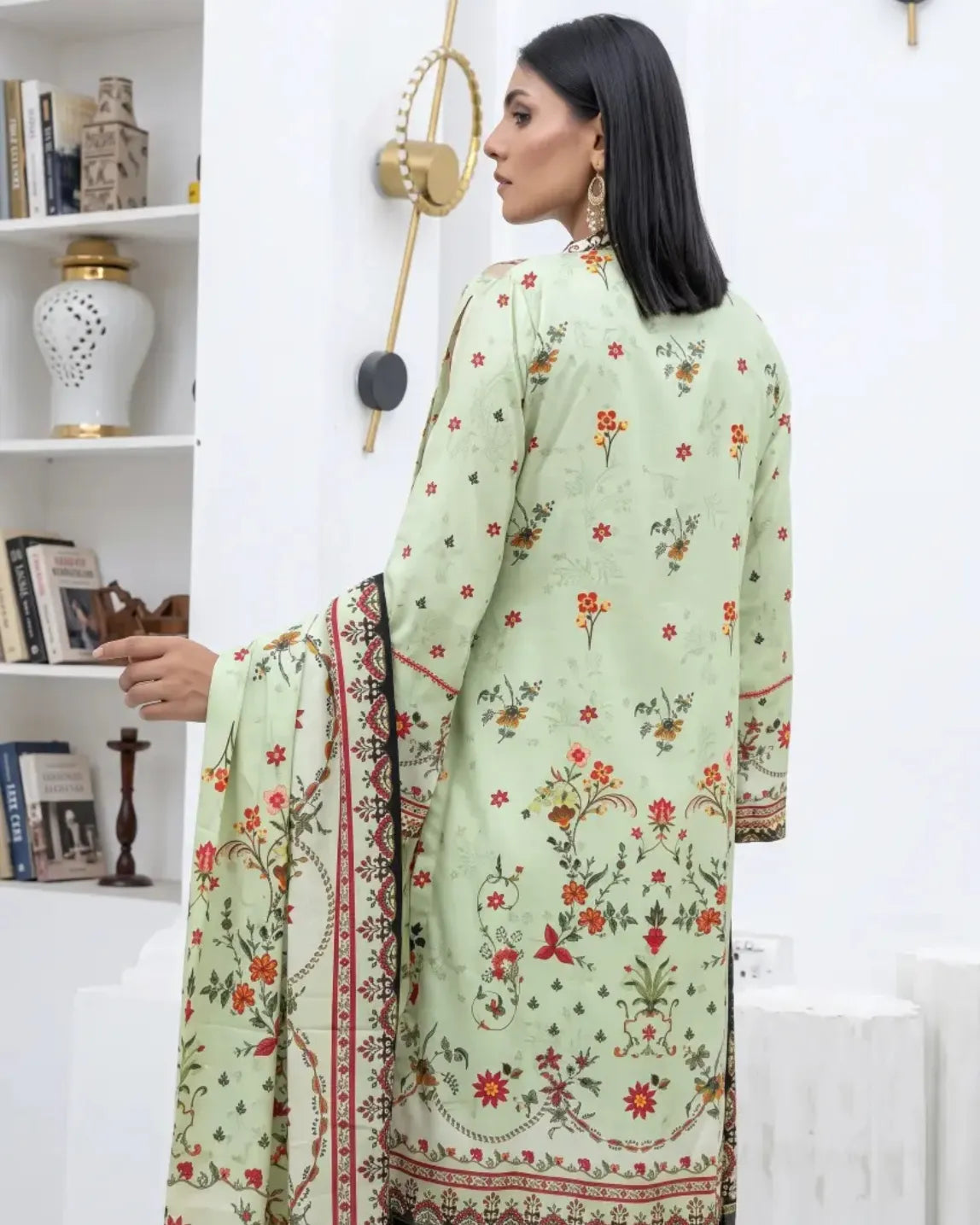3 Piece - Marooj Unstitched Pista Ethnic Doria Linen Suit