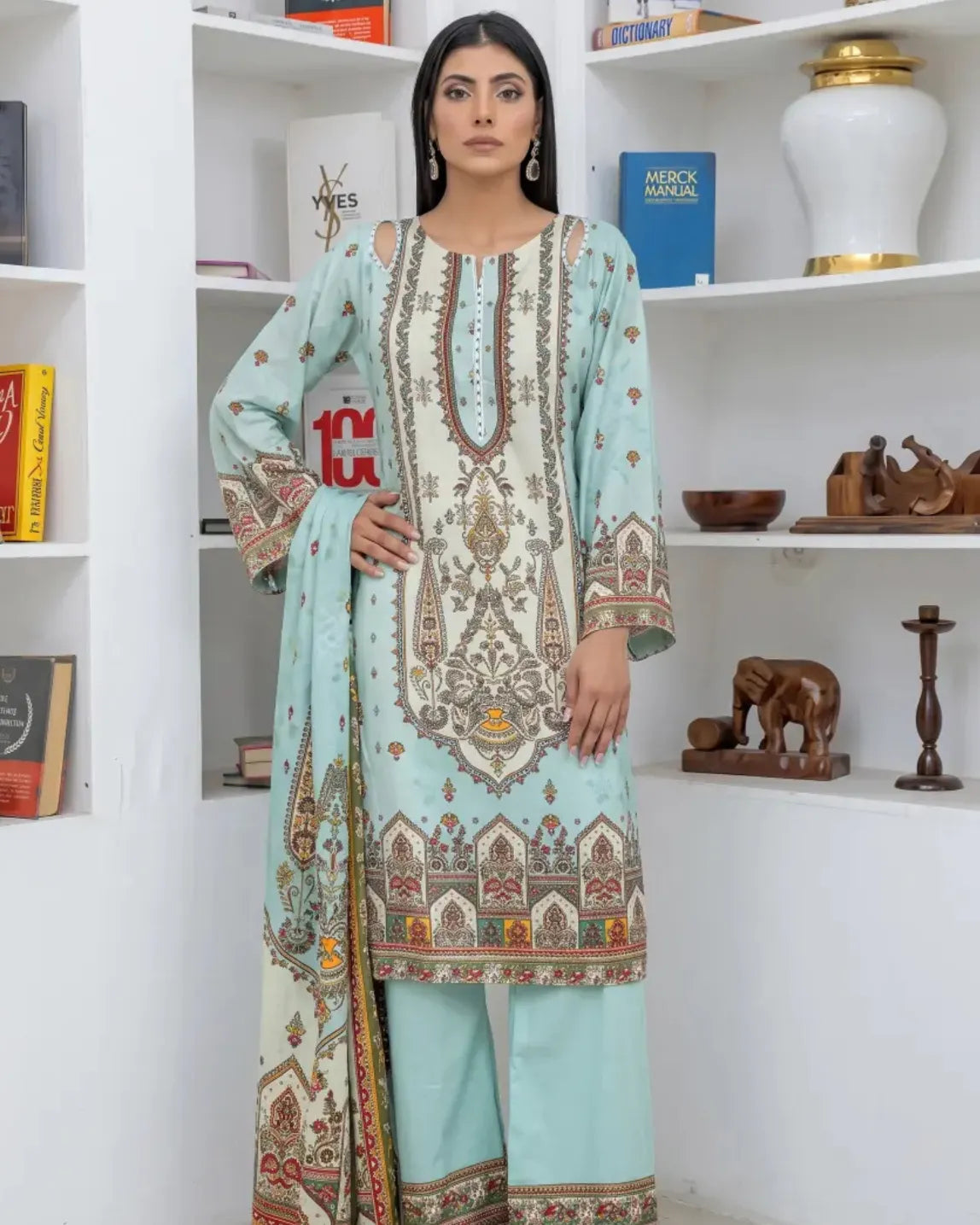 3 Piece - Marooj Unstitched Feroze Ethnic Doria Linen Suit