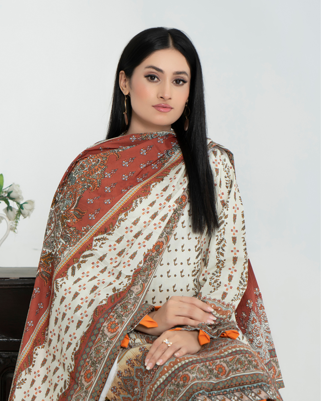 3 Piece - Junoon Unstitched Off White Ladies Print Lawn Suit