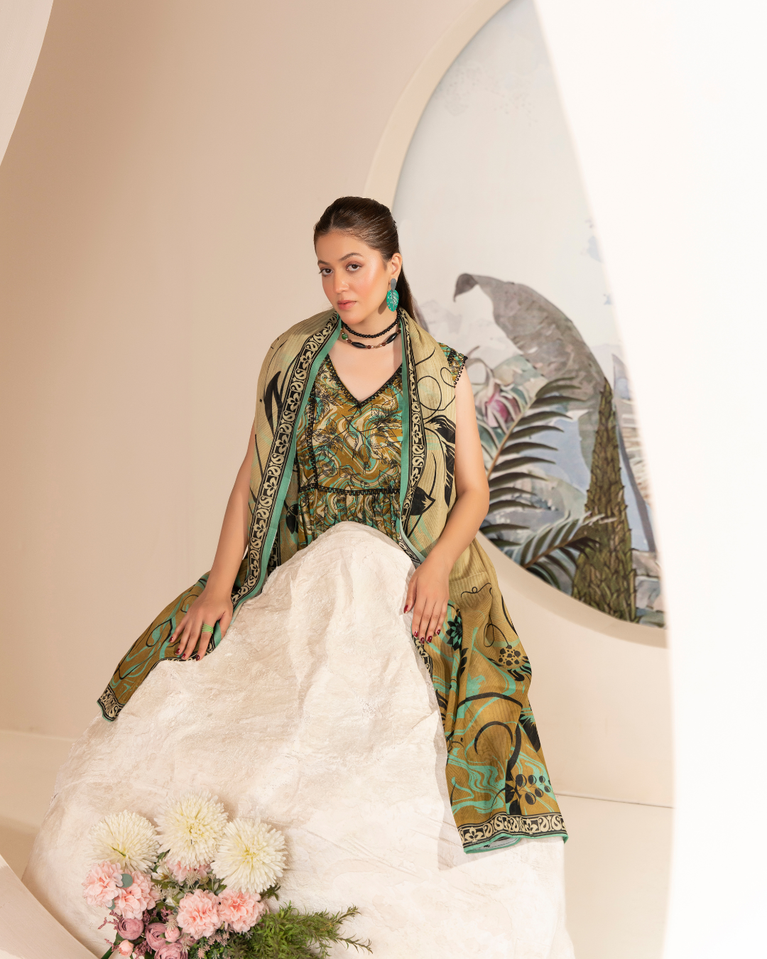 3 Piece - Mahi Unstitched Bace Ladies Print Lawn Suit