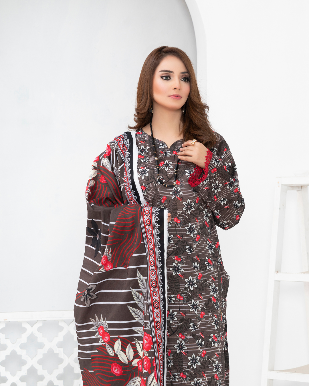 3 Piece - Mahi Unstitched Dark Purple Ladies Print Lawn Suit