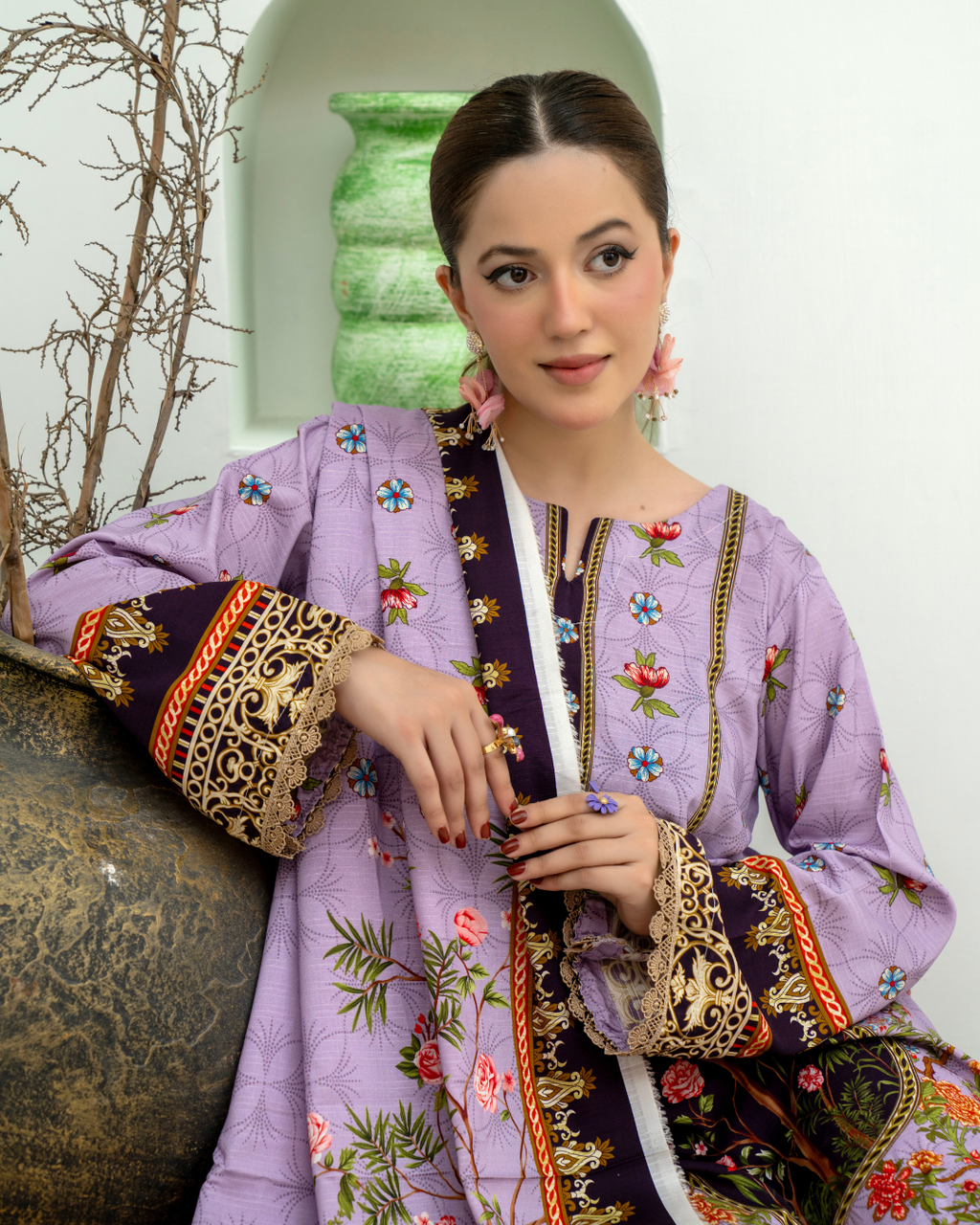 3 Pieces - Marooj Unstitched Light Purple BanaDora Linen Suit