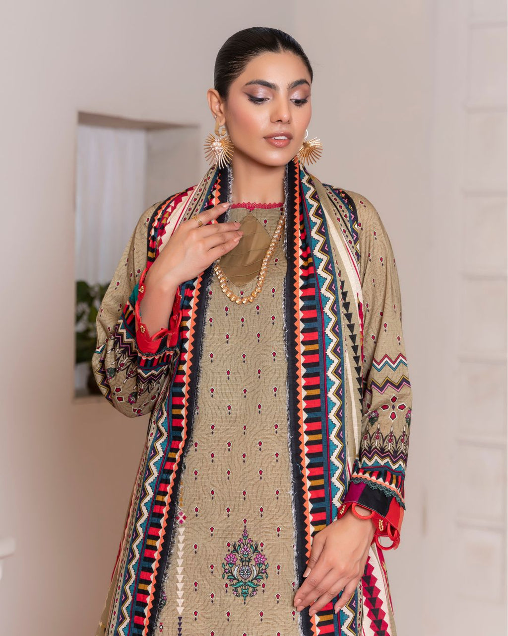 3 Piece - Junoon Unstitched Pace Ladies Banadora Print Lawn Suit