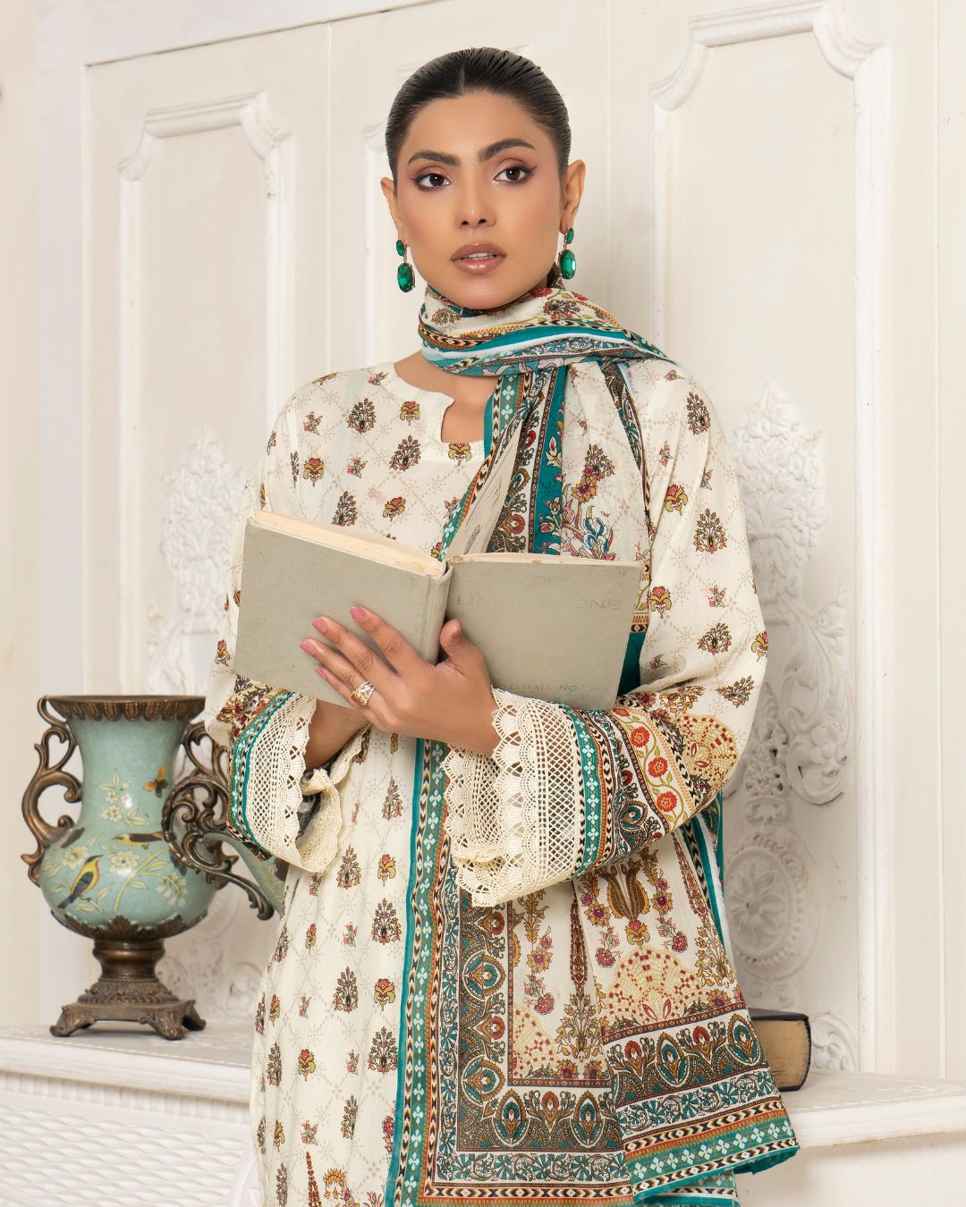 3 Piece - Junoon Unstitched Base Ladies Print Lawn Suit
