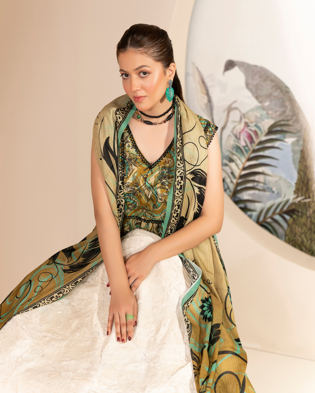 3 Piece - Mahi Unstitched Bace Ladies Print Lawn Suit