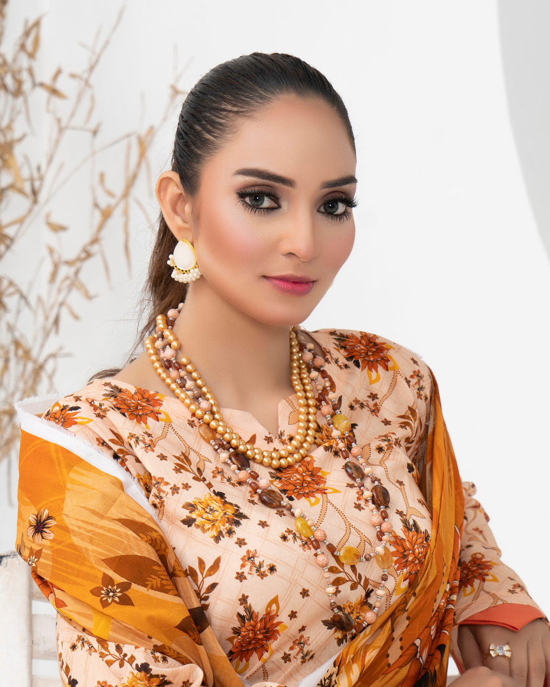 3 Piece - Mahi Unstitched Peach Ladies Transliminor Magic Print Lawn Suit