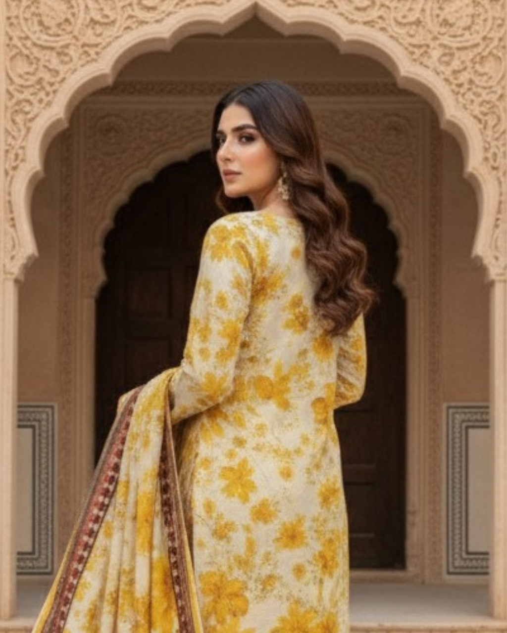 3 Pieces - Marooj Unstitched Yellow BanaDora Linen Suit
