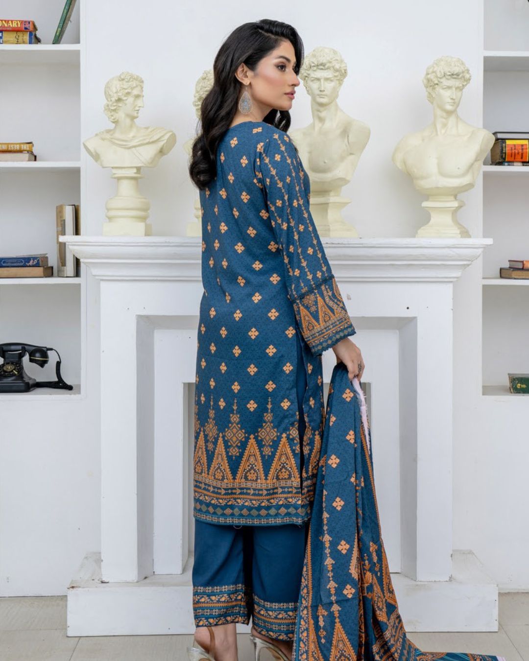 3 Piece - Marooj Unstitched Blue BanaDora Linen Suit