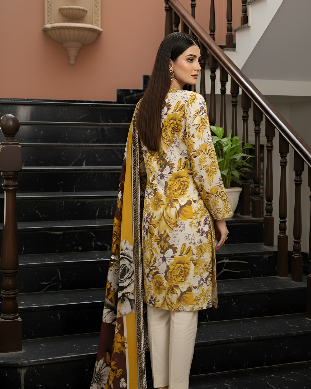 3 Pieces - Marooj Unstitched Off-White Printed Khaddar Suit