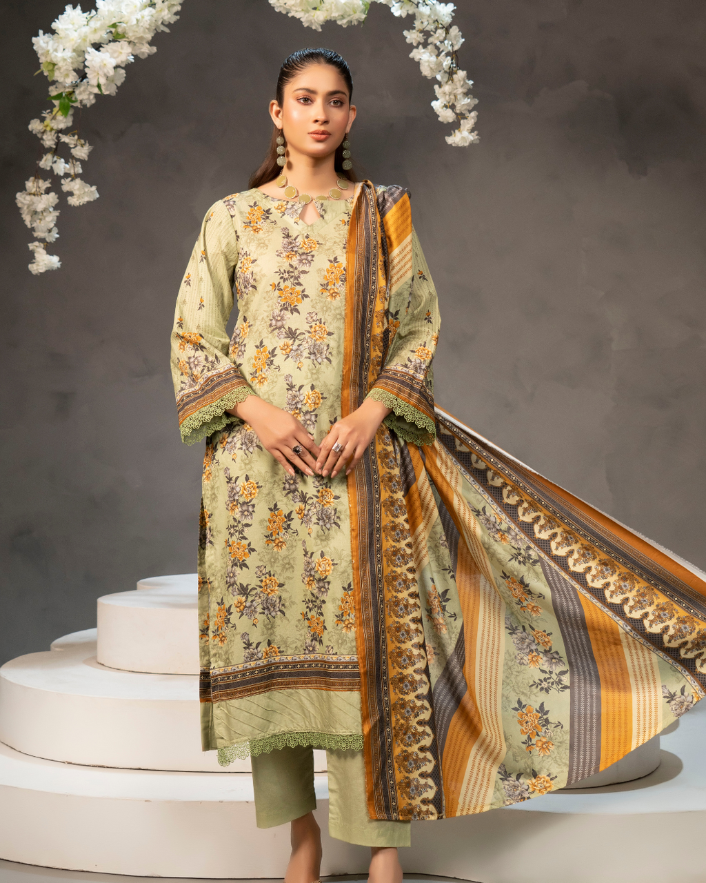 3 Piece - Mahi Unstitched Skin Ladies Transliminor Magic Print Lawn Suit