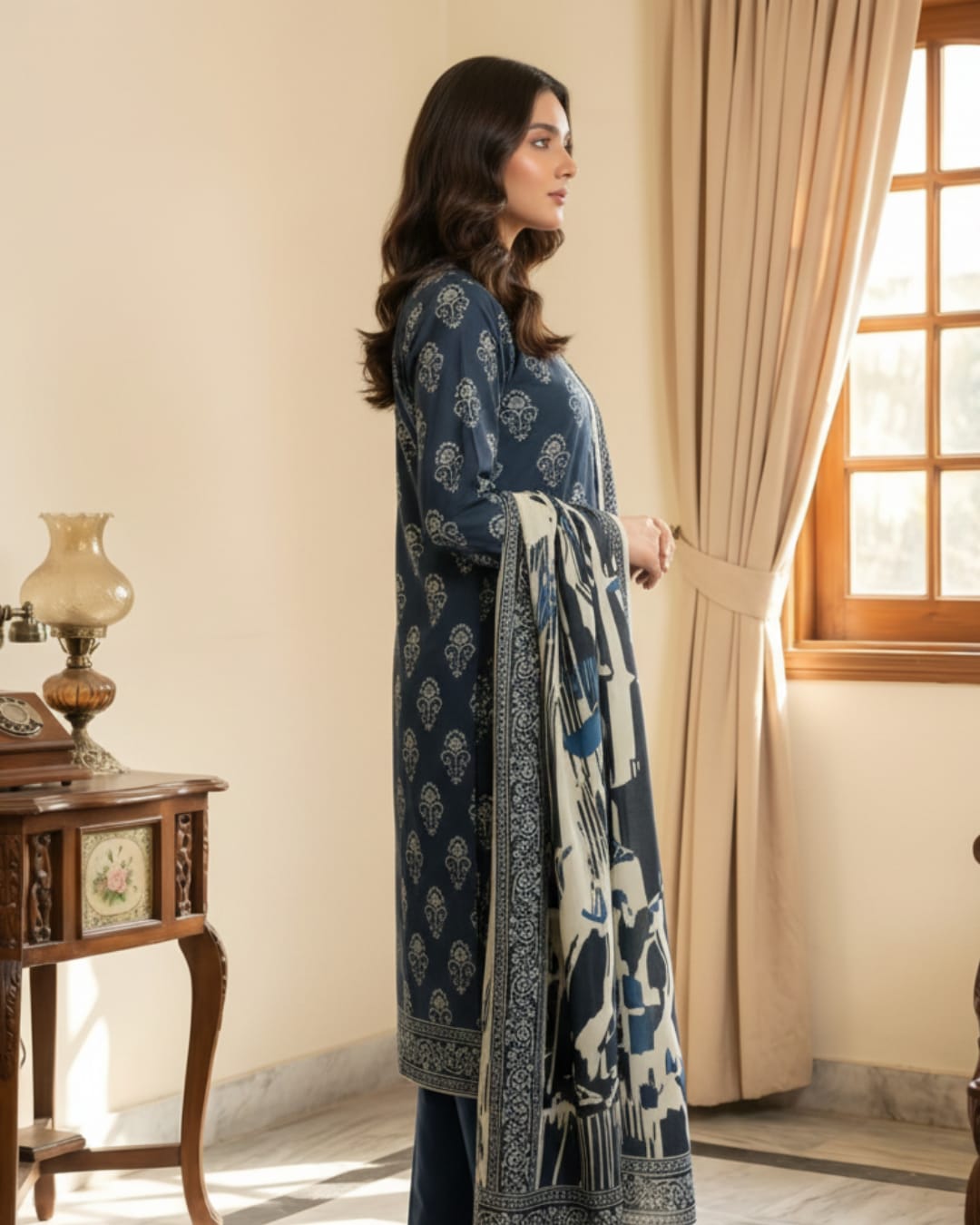 3 Pieces - Arfa Unstitched Moungia Chamki Print Lawn Suit